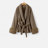 Legacy Sydney | Women’s Faux-Fur Coat – Ivy League Lace-Up Elegance