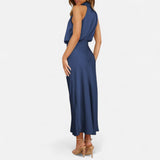 Legacy Sydney | Women’s Satin Sleeveless Long Dress – Fluid Drape, Timeless Elegance