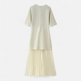 Legacy Sydney | Women’s Vintage Pleated Dress – Half Sleeve Autumn Elegance