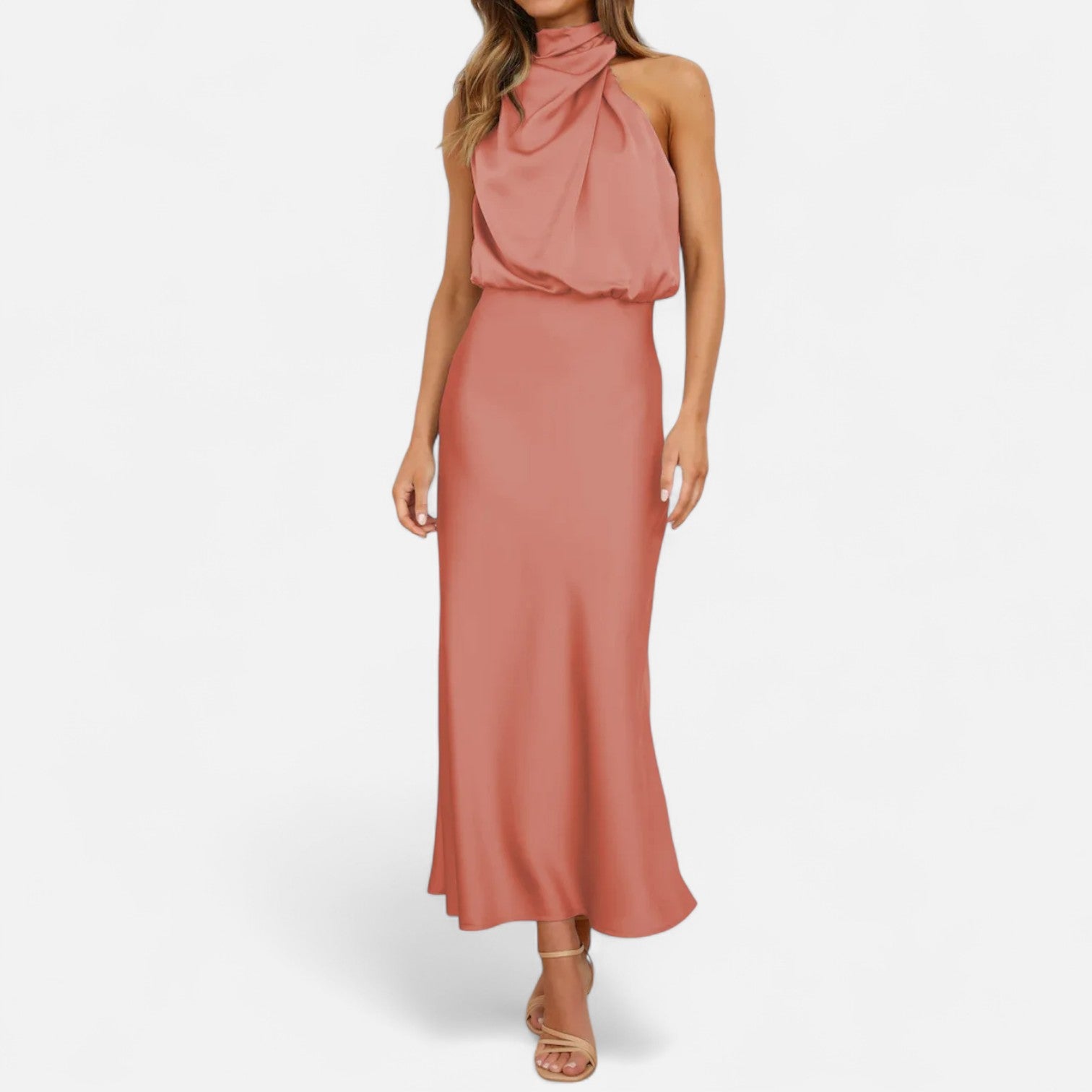 Legacy Sydney | Women’s Satin Sleeveless Long Dress – Fluid Drape, Timeless Elegance