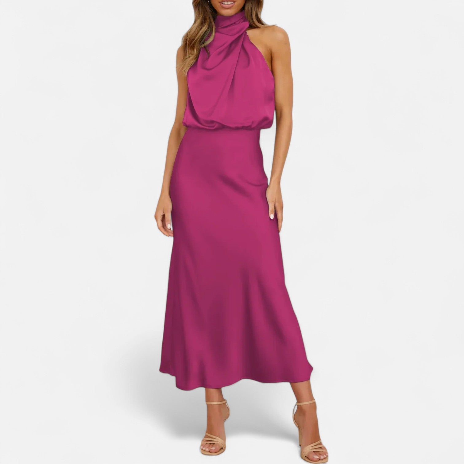 Legacy Sydney | Women’s Satin Sleeveless Long Dress – Fluid Drape, Timeless Elegance