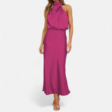 Legacy Sydney | Women’s Satin Sleeveless Long Dress – Fluid Drape, Timeless Elegance