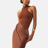 Legacy Sydney | Women’s Satin Hollow-Out Maxi Dress – Silken Flow, Sculpted Allure