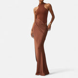 Legacy Sydney | Women’s Satin Hollow-Out Maxi Dress – Silken Flow, Sculpted Allure