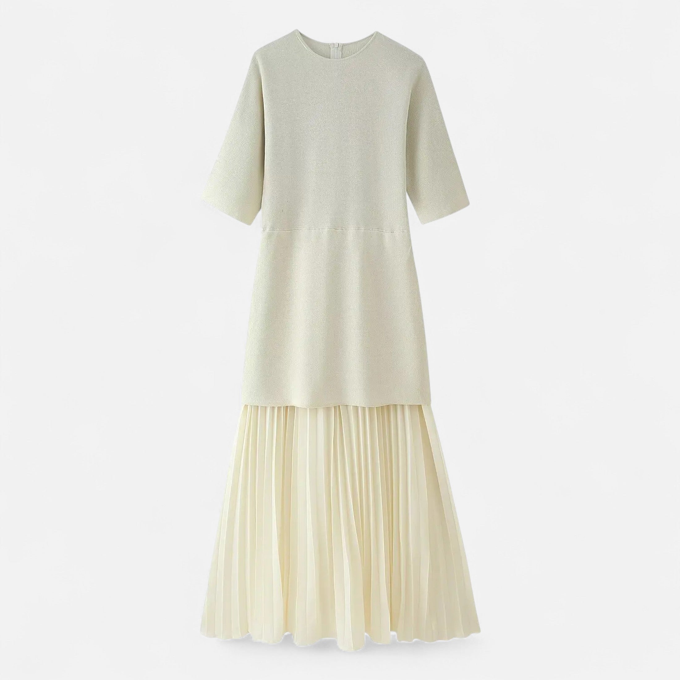 Legacy Sydney | Women’s Vintage Pleated Dress – Half Sleeve Autumn Elegance