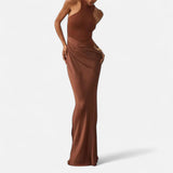 Legacy Sydney | Women’s Satin Hollow-Out Maxi Dress – Silken Flow, Sculpted Allure