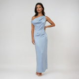 Coralie Draped Satin Wedding Guest Maxi Dress