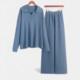 Legacy Sydney | Women’s Cashmere-Feel Polo Lounge Set with Elegant Knit Detail