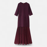 Legacy Sydney | Women’s Vintage Pleated Dress – Half Sleeve Autumn Elegance