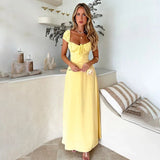 Empire Yellow Prom Maxi Dress