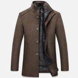 Legacy Sydney | Men’s Long Wool Overcoat with Vest Panel