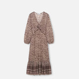 Legacy Sydney | Women’s Printed Midi Dress – V-Neck Autumn Elegance