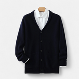 Legacy Sydney | Men’s Merino Wool Suit-Collar Cardigan