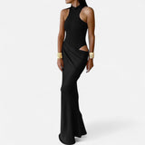 Legacy Sydney | Women’s Satin Hollow-Out Maxi Dress – Silken Flow, Sculpted Allure