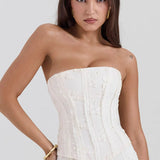 Strapless Embroidered Wedding Guest Maxi Dress