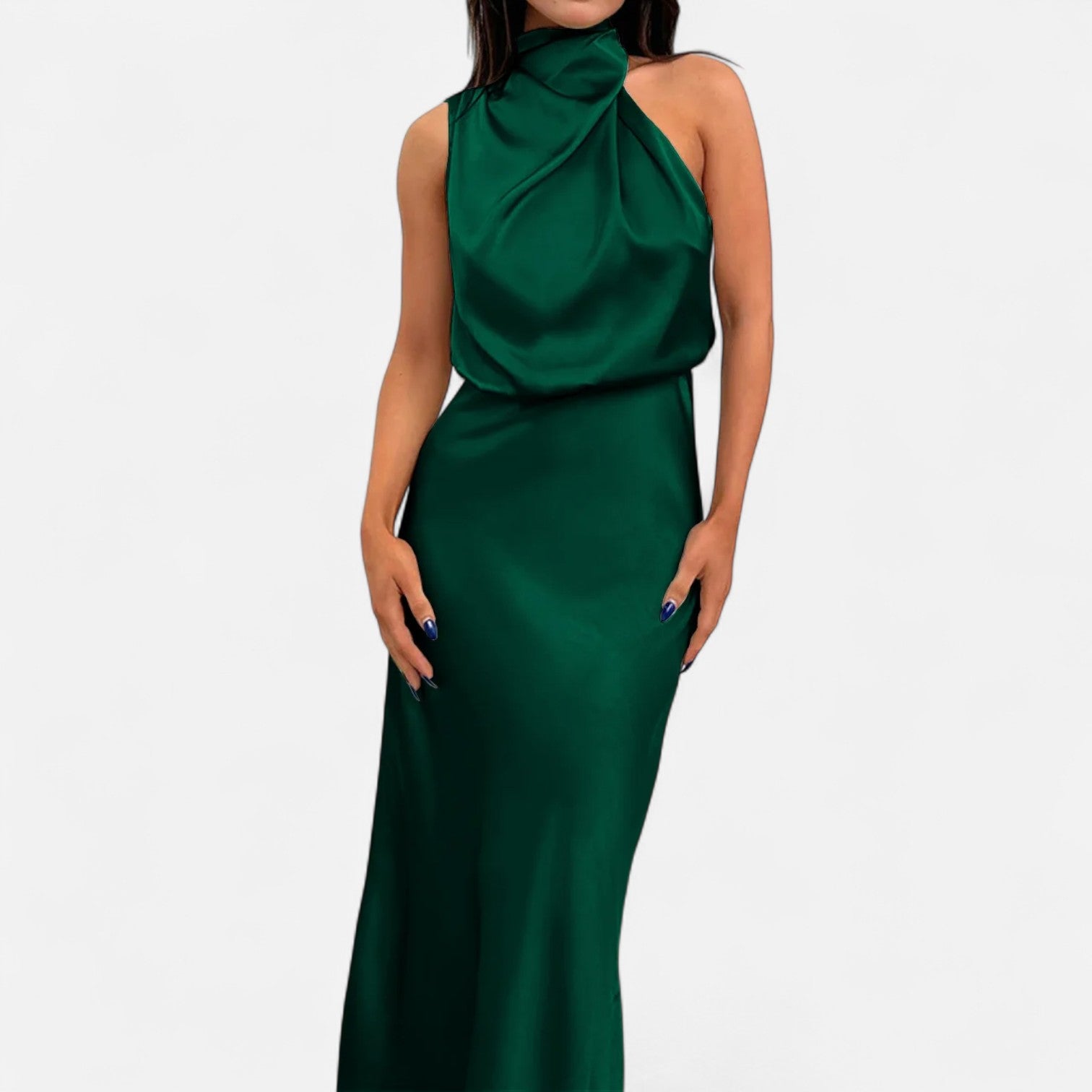 Legacy Sydney | Women’s Satin Sleeveless Long Dress – Fluid Drape, Timeless Elegance