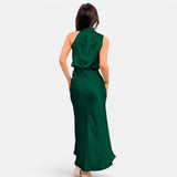 Legacy Sydney | Women’s Satin Sleeveless Long Dress – Fluid Drape, Timeless Elegance