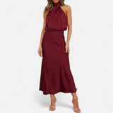 Legacy Sydney | Women’s Satin Sleeveless Long Dress – Fluid Drape, Timeless Elegance