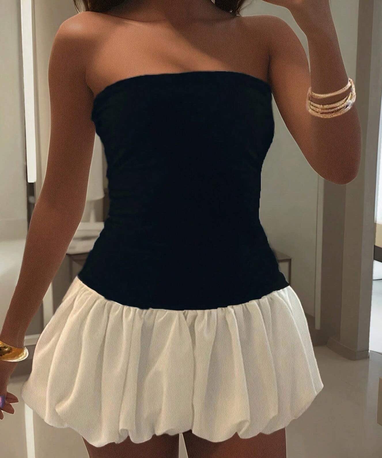 Kendall Drop-Waist Bubble-Hem Cute Party Dress