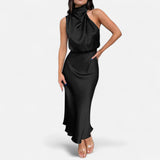Legacy Sydney | Women’s Satin Sleeveless Long Dress – Fluid Drape, Timeless Elegance