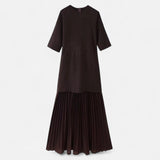 Legacy Sydney | Women’s Vintage Pleated Dress – Half Sleeve Autumn Elegance
