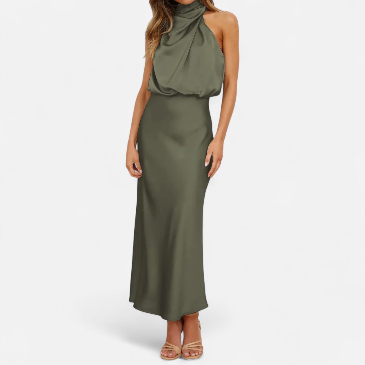Legacy Sydney | Women’s Satin Sleeveless Long Dress – Fluid Drape, Timeless Elegance