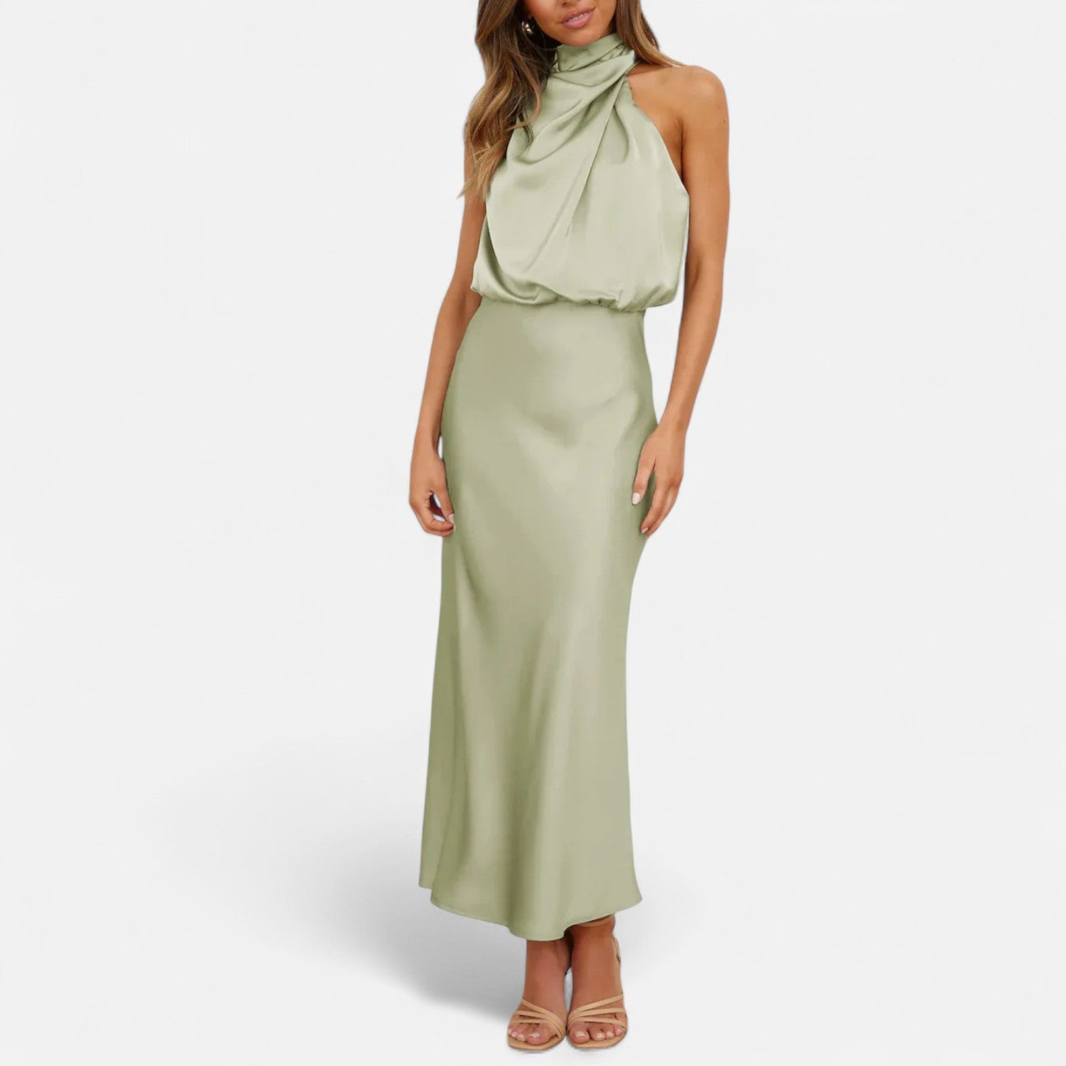 Legacy Sydney | Women’s Satin Sleeveless Long Dress – Fluid Drape, Timeless Elegance