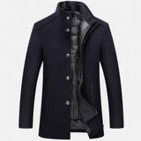 Legacy Sydney | Men’s Long Wool Overcoat with Vest Panel