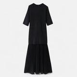 Legacy Sydney | Women’s Vintage Pleated Dress – Half Sleeve Autumn Elegance