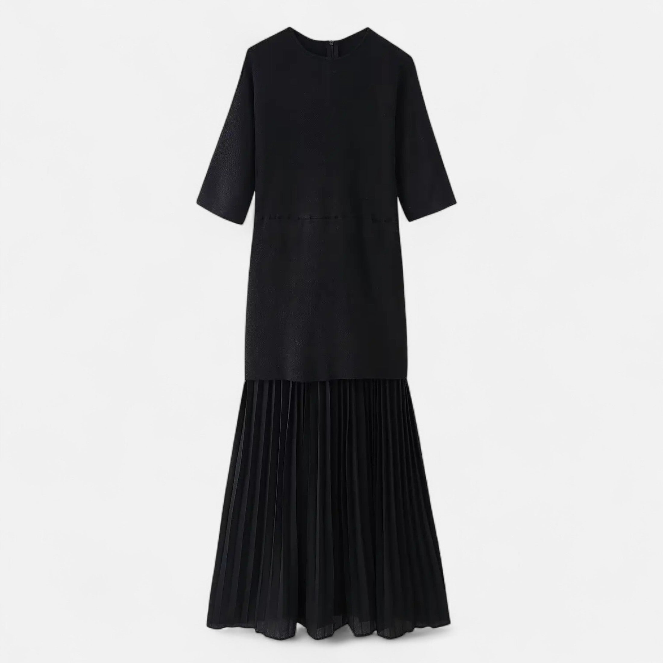 Legacy Sydney | Women’s Vintage Pleated Dress – Half Sleeve Autumn Elegance
