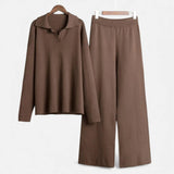 Legacy Sydney | Women’s Cashmere-Feel Polo Lounge Set with Elegant Knit Detail