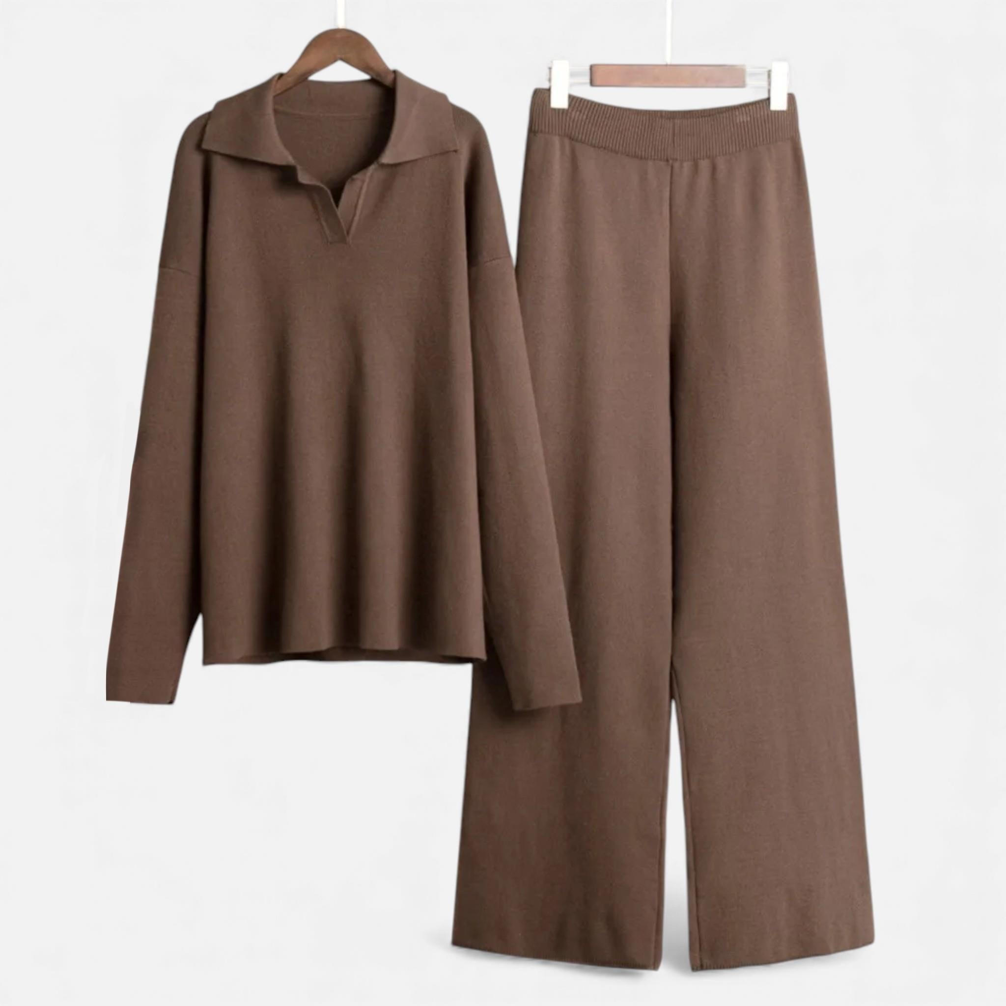 Legacy Sydney | Women’s Cashmere-Feel Polo Lounge Set with Elegant Knit Detail