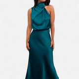 Legacy Sydney | Women’s Satin Sleeveless Long Dress – Fluid Drape, Timeless Elegance