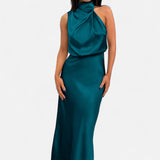 Legacy Sydney | Women’s Satin Sleeveless Long Dress – Fluid Drape, Timeless Elegance