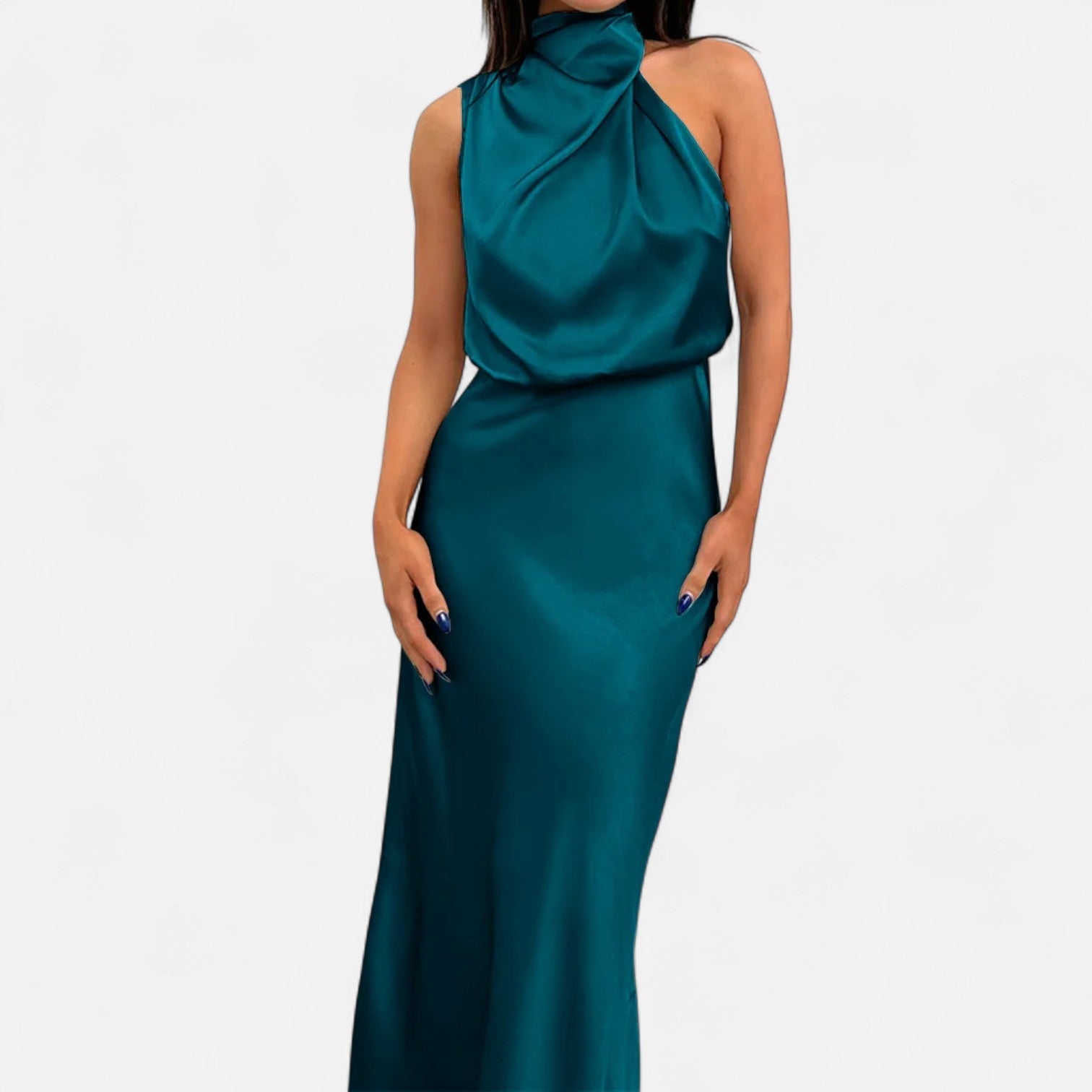 Legacy Sydney | Women’s Satin Sleeveless Long Dress – Fluid Drape, Timeless Elegance