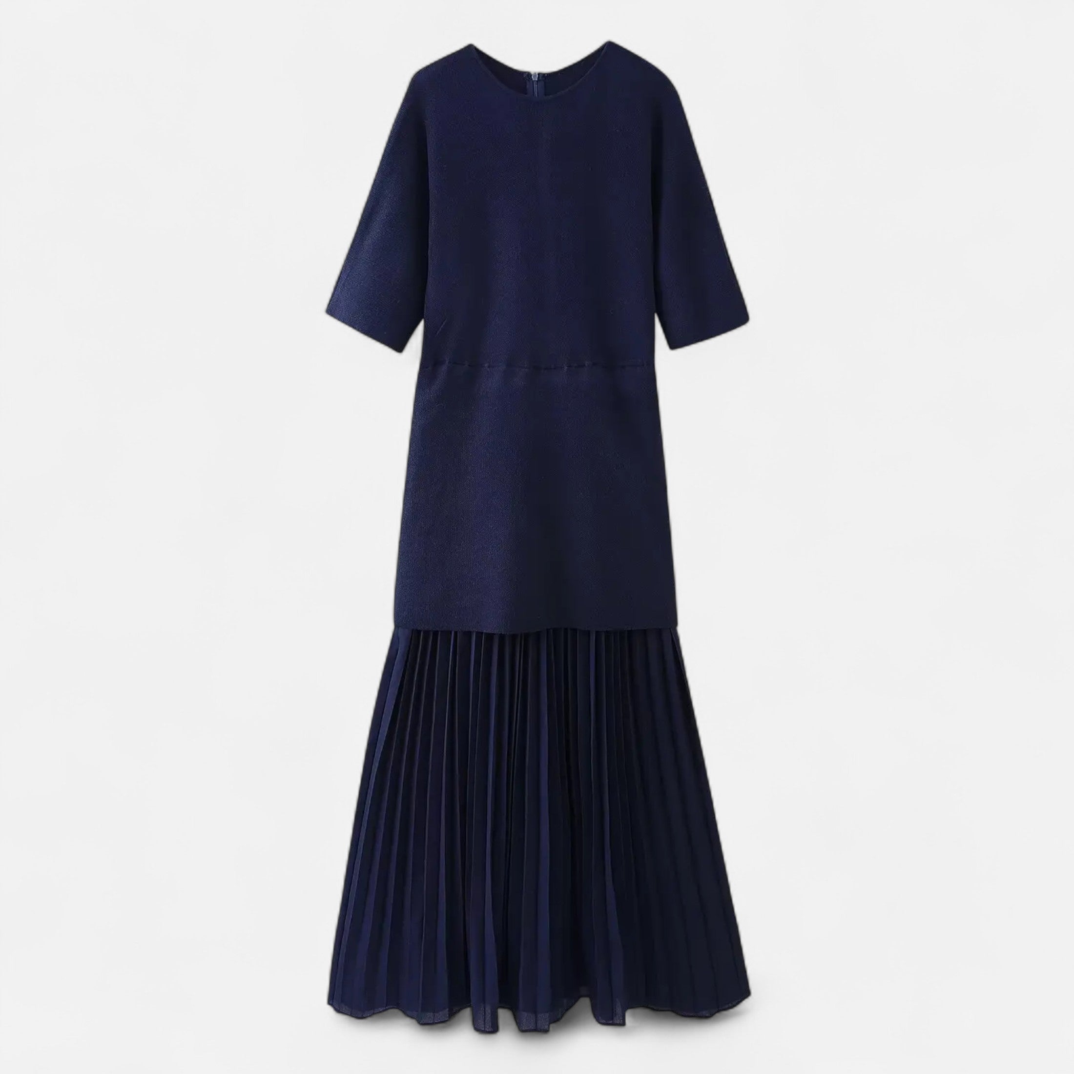 Legacy Sydney | Women’s Vintage Pleated Dress – Half Sleeve Autumn Elegance