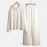 Legacy Sydney | Women’s Cashmere-Feel Polo Lounge Set with Elegant Knit Detail