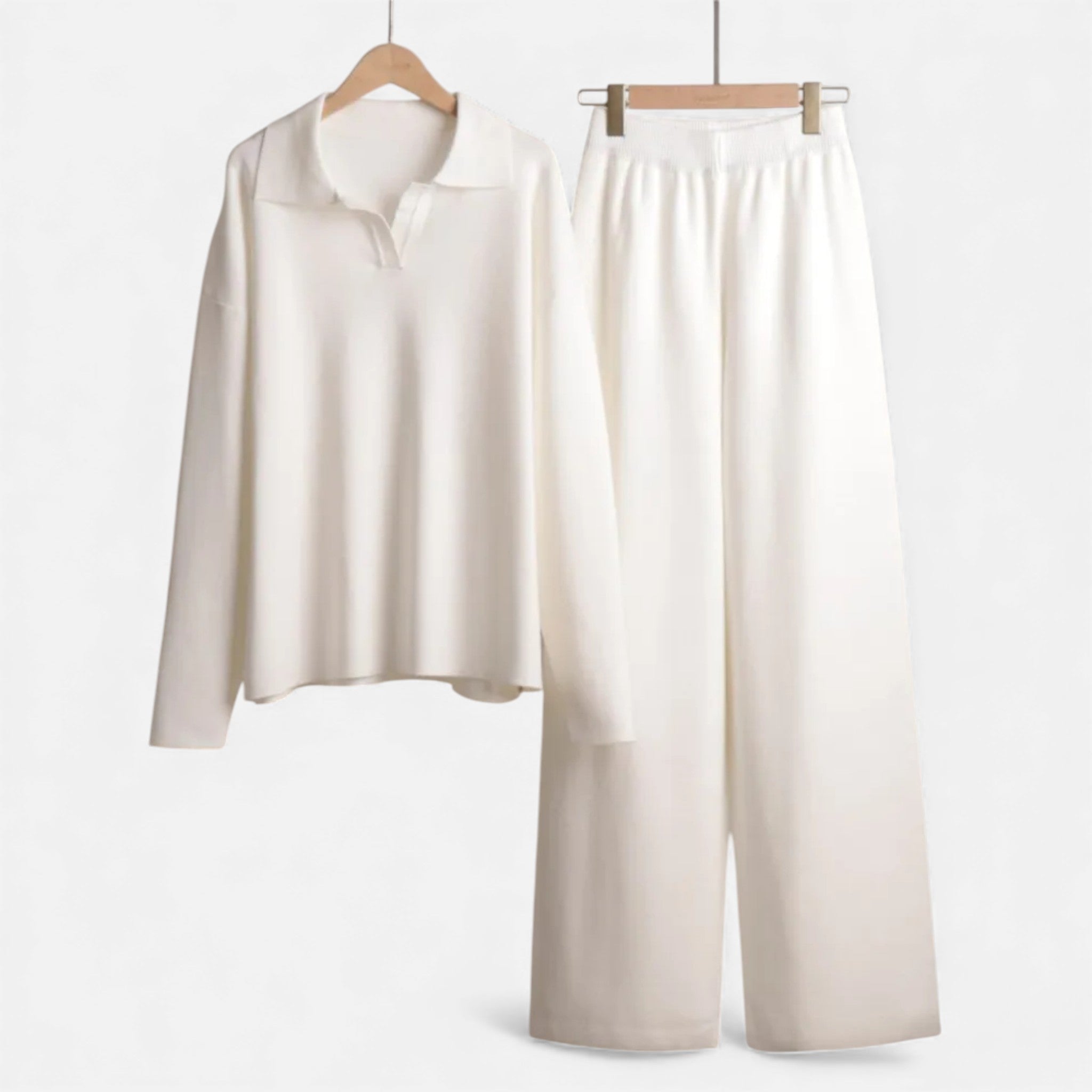 Legacy Sydney | Women’s Cashmere-Feel Polo Lounge Set with Elegant Knit Detail