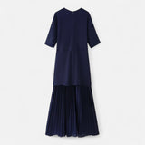 Legacy Sydney | Women’s Vintage Pleated Dress – Half Sleeve Autumn Elegance
