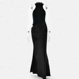 Legacy Sydney | Women’s Satin Hollow-Out Maxi Dress – Silken Flow, Sculpted Allure