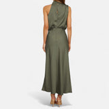 Legacy Sydney | Women’s Satin Sleeveless Long Dress – Fluid Drape, Timeless Elegance