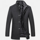 Legacy Sydney | Men’s Long Wool Overcoat with Vest Panel