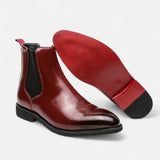 Legacy Sydney | Men’s Chelsea Boots in Polished Noir with Red Sole