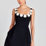 Floral Appliqué Summer Mini Dress