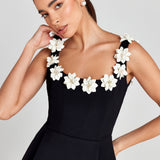 Floral Appliqué Summer Mini Dress