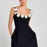 Floral Appliqué Summer Mini Dress