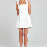 Floral Appliqué Summer Mini Dress