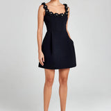 Floral Appliqué Summer Mini Dress