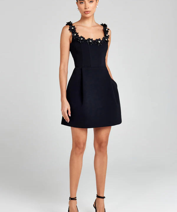 Floral Appliqué Summer Mini Dress