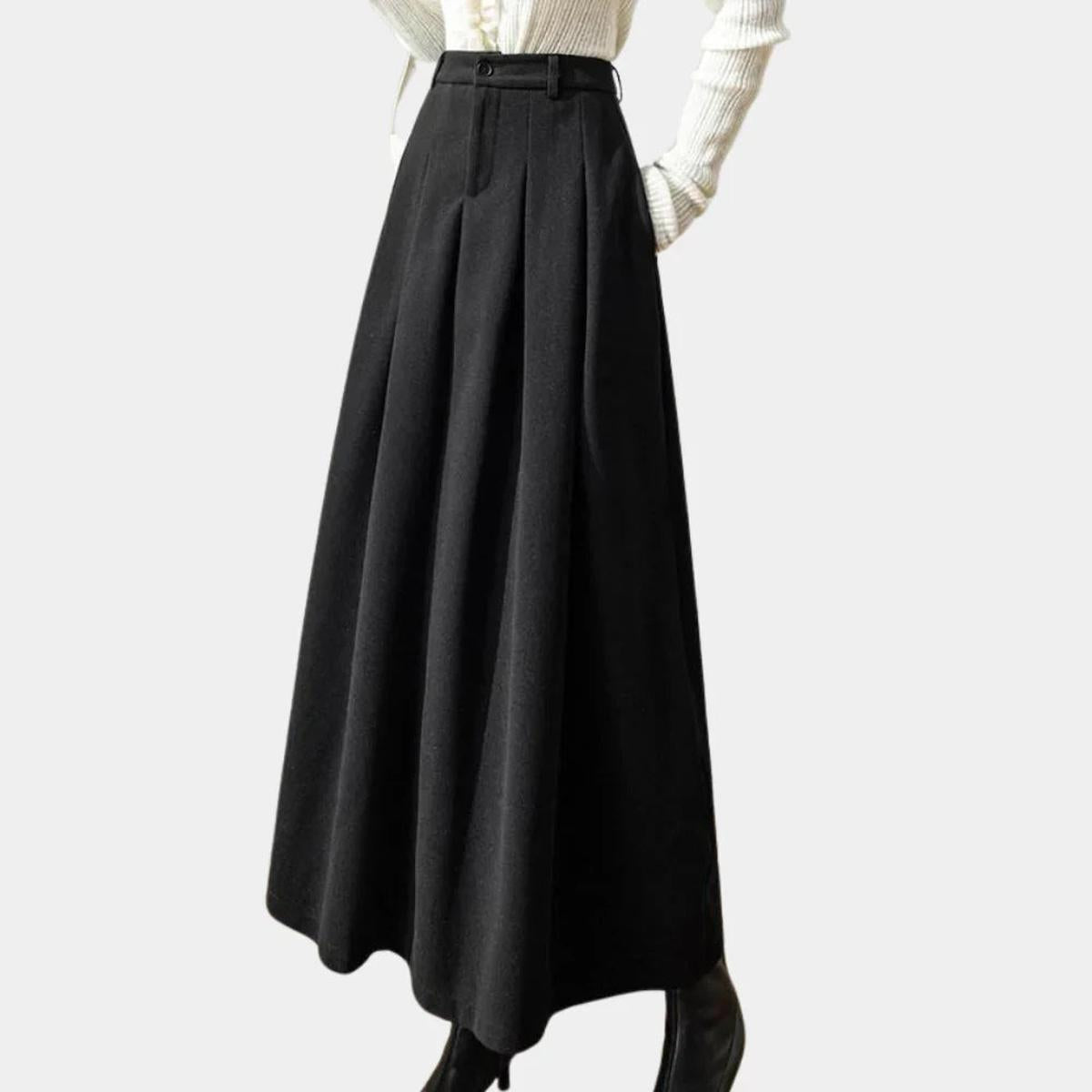 Women's Ankle-Length A-Line Stretch Wool Skirt